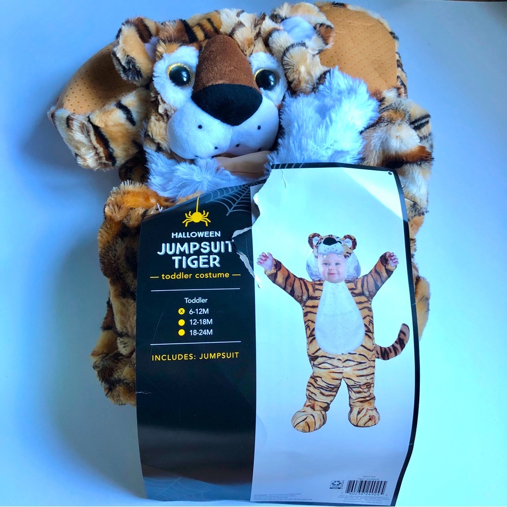 NEW Tiger Jumpsuit Halloween Costume Infant Age 6 - 12M Brown Boys Girls